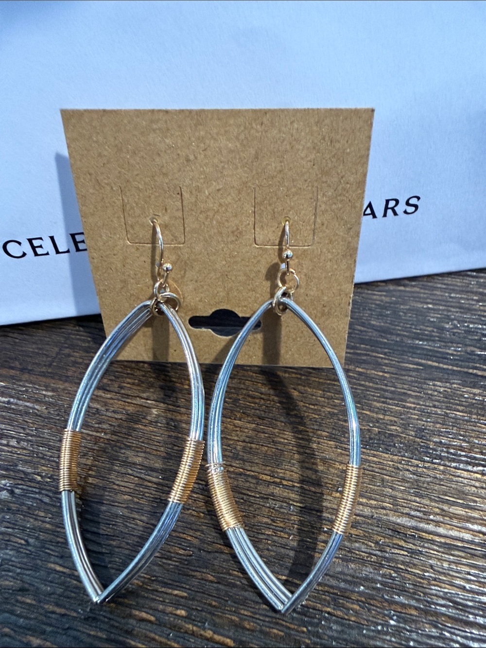 Two-Tone Silver and Gold Wire Hoop Earrings - Women Jewelry